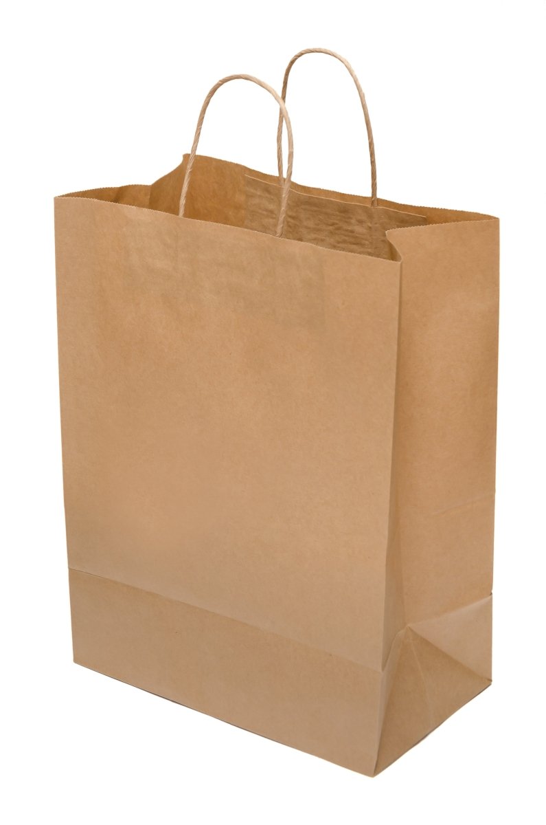 125 x Premium Ribbed Kraft Paper Bags [XLarge] Twisted Handle - DW PACKAGING LTD