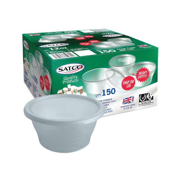 12oz Satco Plastic Round Microwave Cup with Lid