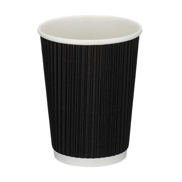 12oz Ripple Black Paper Cup