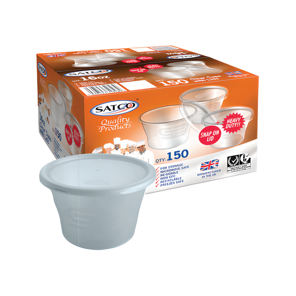 16oz Satco Plastic Round Microwave Cup with Lid