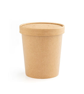 16oz Paper Soup Container with Lid Brown