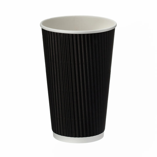 16oz Ripple Black Paper Cup