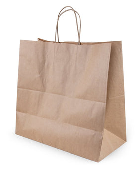 200 x Premium Ribbed Kraft Paper Bags [XXLarge] Twisted Handle - DW PACKAGING LTD