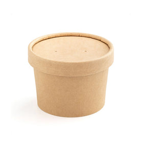 8oz Paper Soup Container with Lid Brown