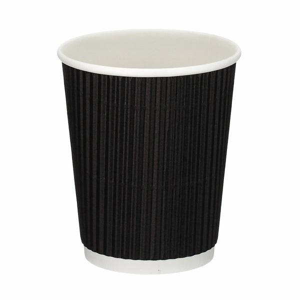 8oz Ripple Black Paper Cup