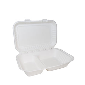 9" x 6" Bagasse Food Box 2-Compartment