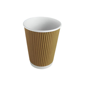 Kraft Ripple Paper Coffee Cup 12oz