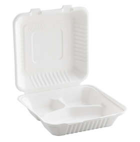 9" Bagasse Meal Box 3-Compartment