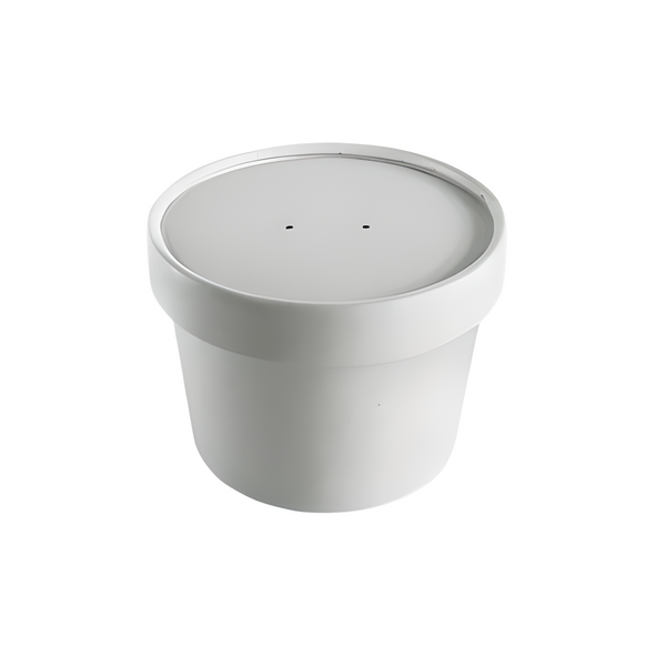 8oz White Paper Soup Container & Lid