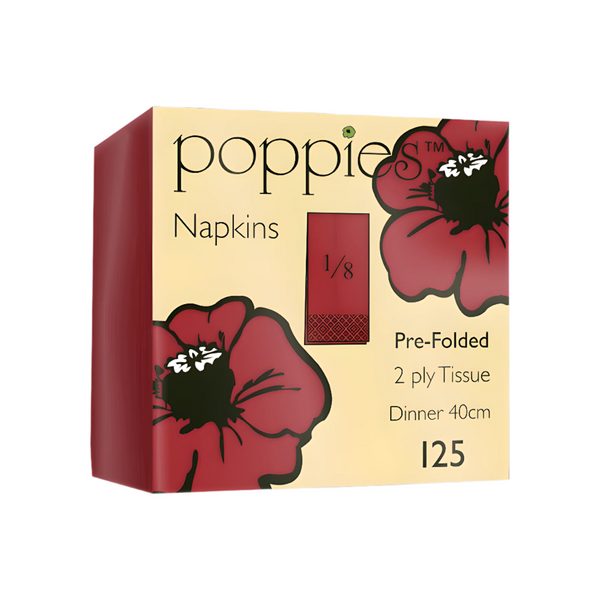Poppies Red Folded Napkin 40cm