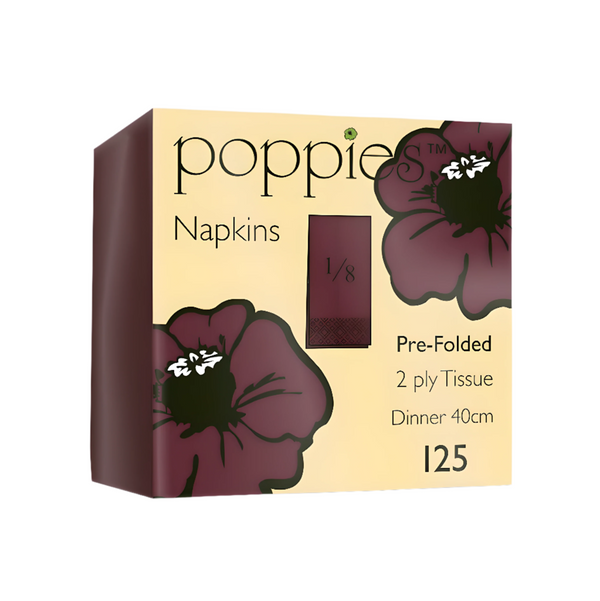 Poppies Bordeaux Folded Napkin 40cm