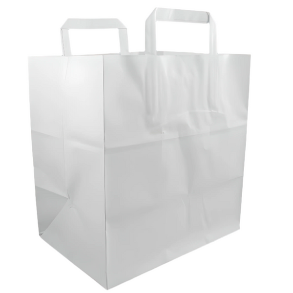 Extra Wide White Paper Carrier Bag
