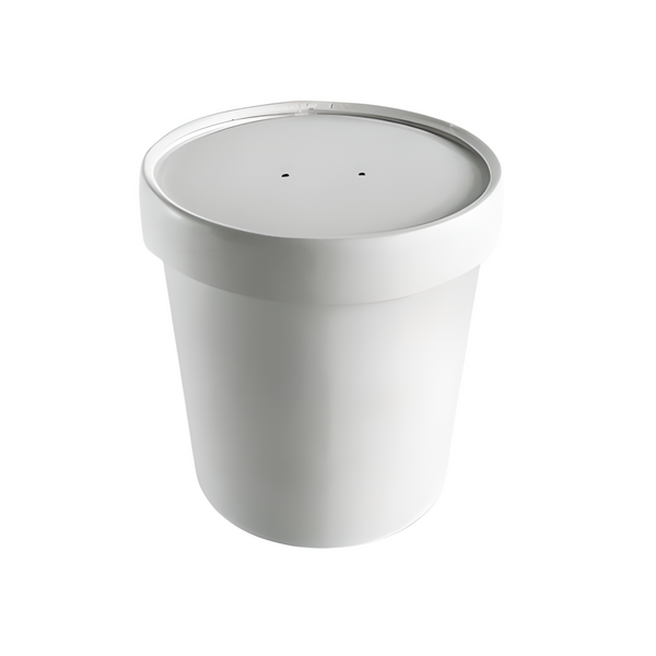 12oz White Paper Soup Container & Lid