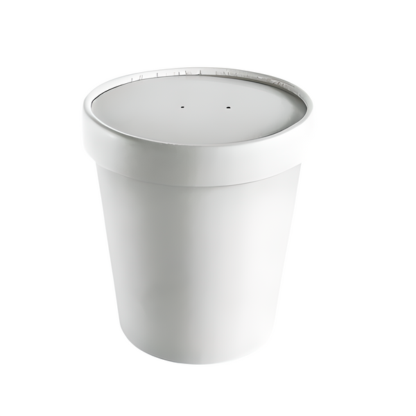 16oz White Paper Soup Container & Lid