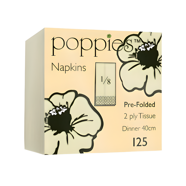 Poppies Buttermilk Folded Napkin 40cm